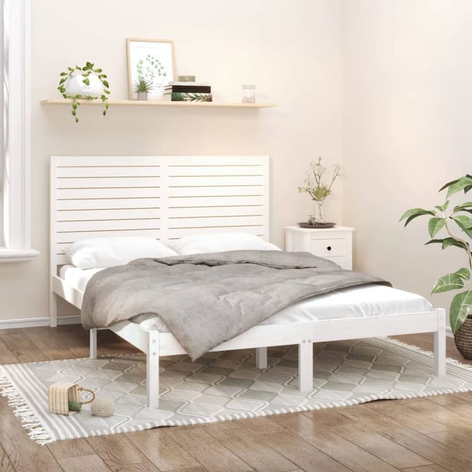 vidaXL - Bedframe - massief - hout - wit - 120x200 - cm