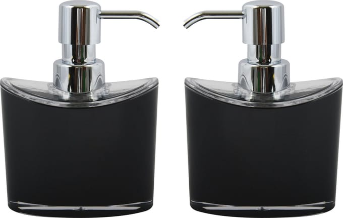 MSV Zeeppompje/dispenser Aveiro - 2x - PS kunststof - zwart/zilver - 11 x 14 cm - 260 ml