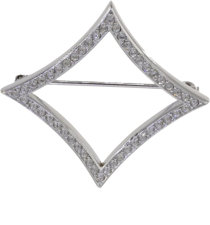 Behave – broche – transparant – zilverkleurig – kristal – elegant – feestelijk