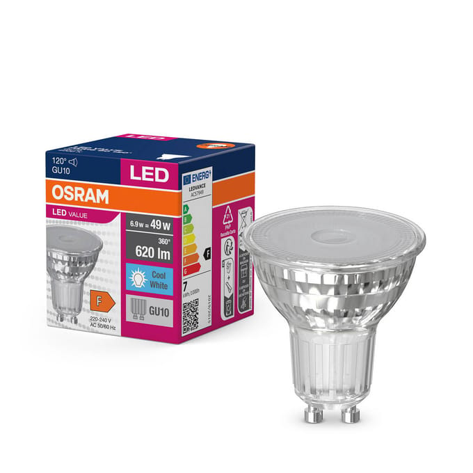 OSRAM LED lamp Reflector GU10 6,9W 120° 840 helder