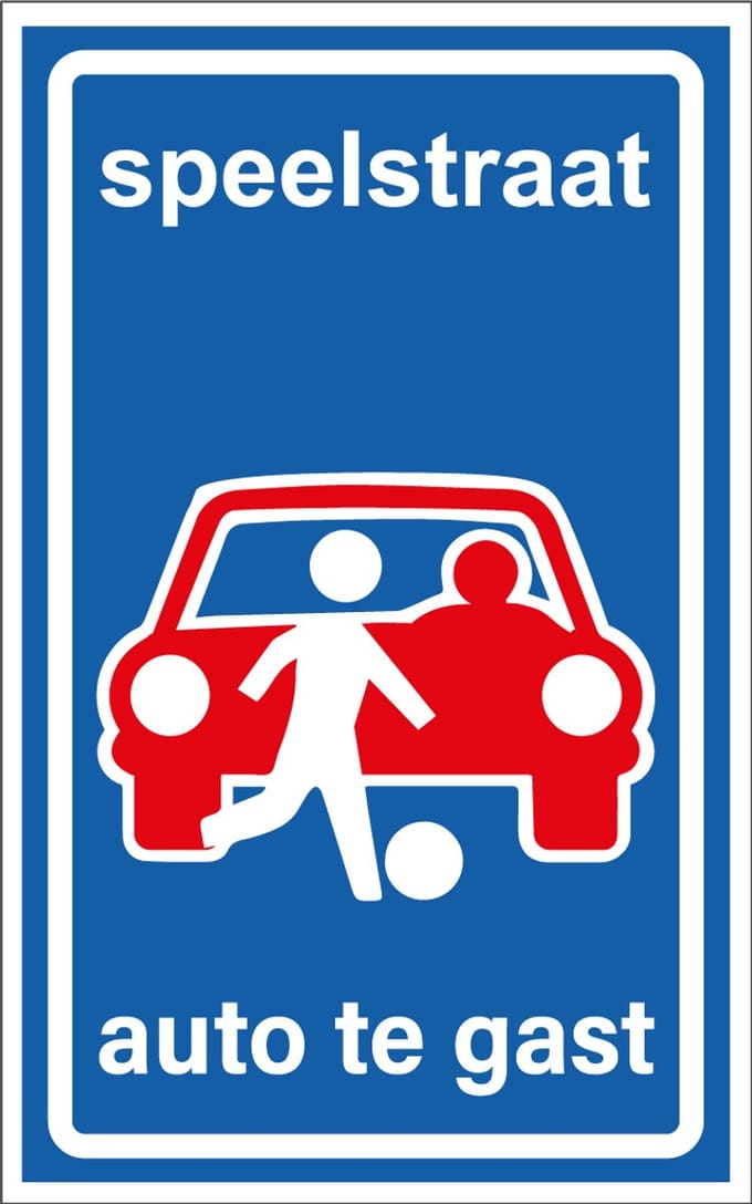 Speelstraat bord - kunststof - L53e 400 x 250 mm