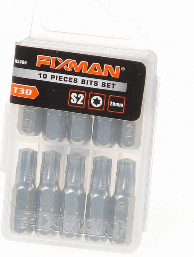 Fixman Bitset 1/4" tx30 x 25mm blister van 10 bits