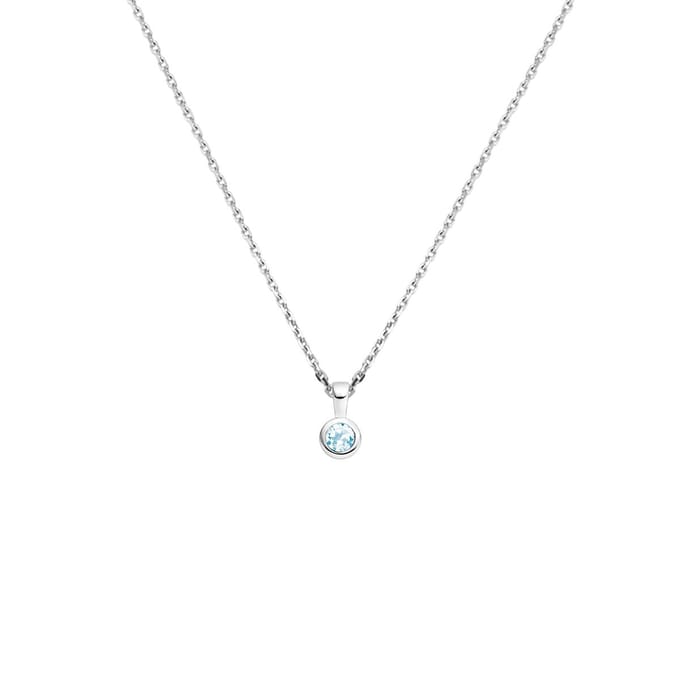 Collier Met Geboortesteen 41 + 4 Cm Zilver Gerhodineerd