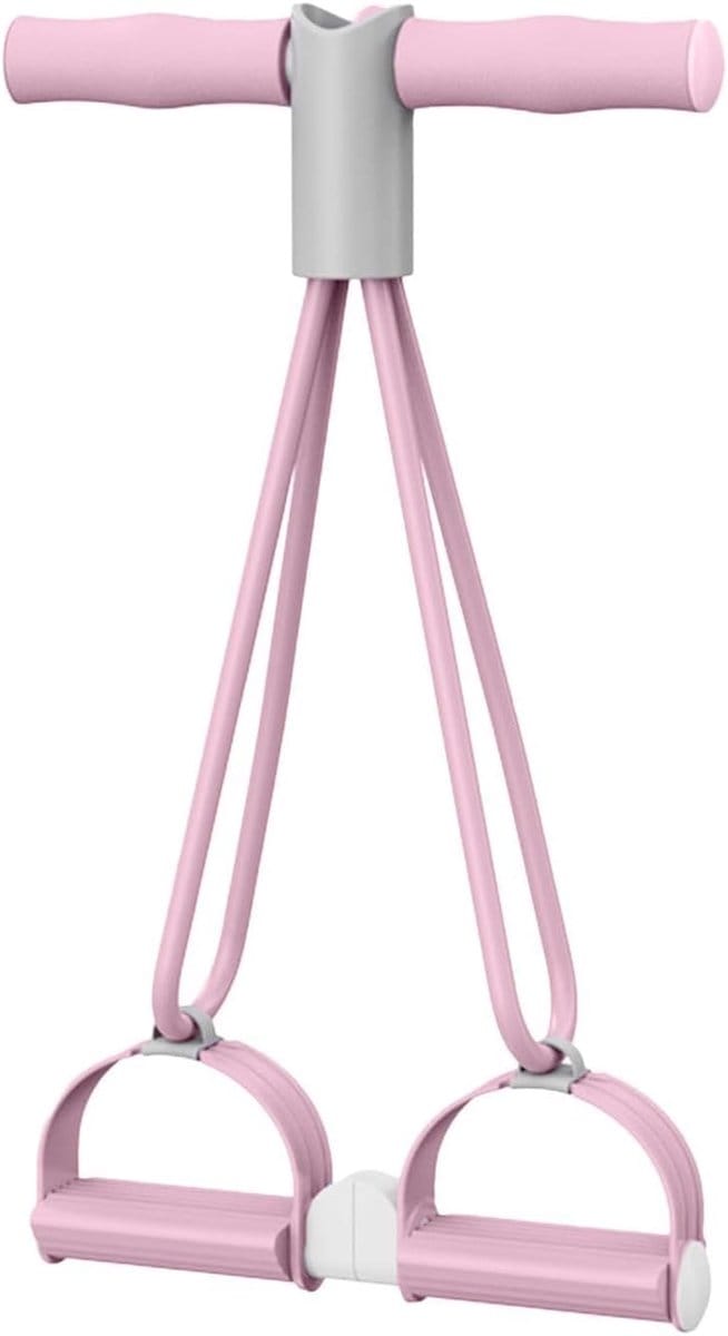 Pedaaltrekapparaat - Stretchbanden - Thuis sporten - Antislip handgrepen - Compact ontwerp - Roze