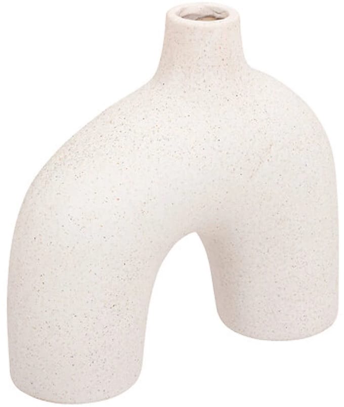 Atmosphera | Design Vaas - Wit Zandkeramiek – Asymmetrisch – 18 cm