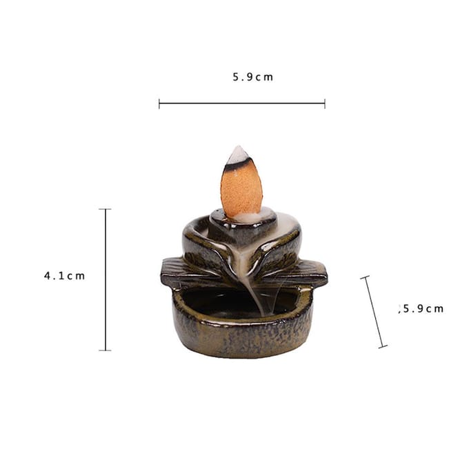 1PC Waterval Wierookbrander Backflow Mini Boeddha Wierookvat Backflow Wierookhouder white