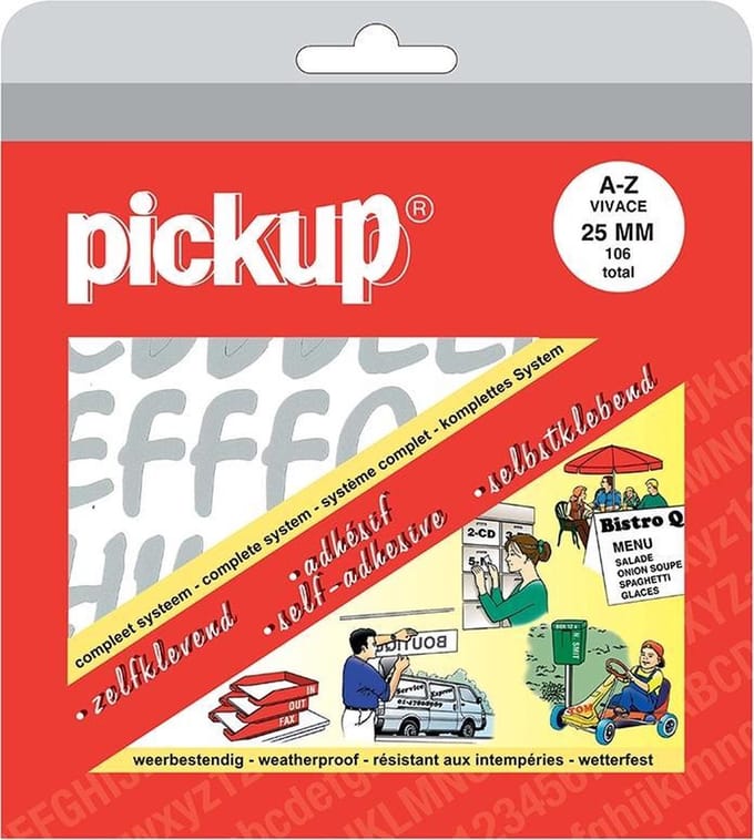 Pickup plakletters boekje Vivace zilver - 25 mm