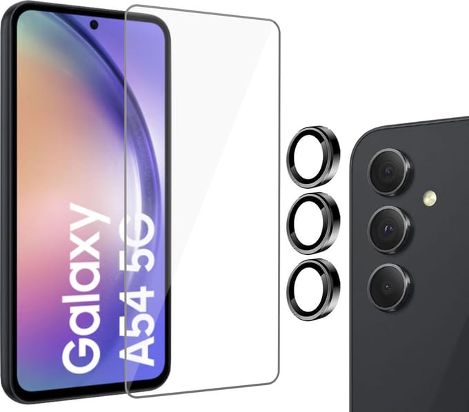 Geschikt voor Samsung A54 Screenprotector + Beschermglas Geschikt voor Samsung A54 Camera Lens