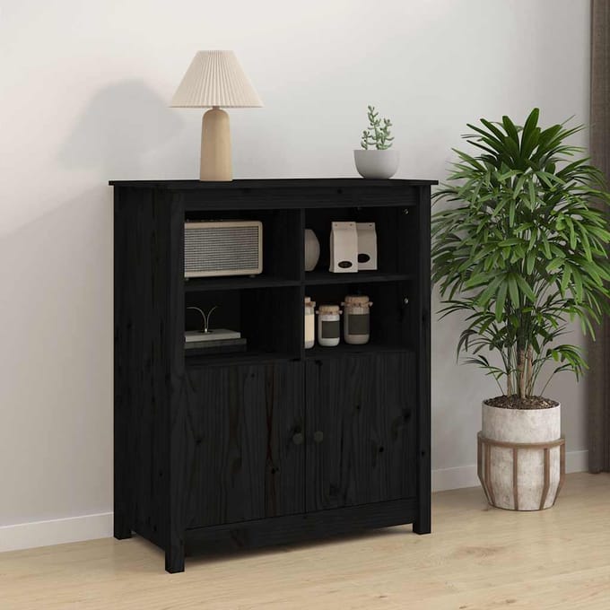 vidaXL - Dressoir - 83x41,5x100 - cm - massief - grenenhout - zwart