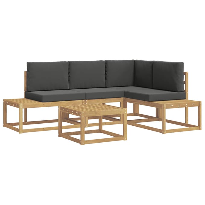 vidaXL - Buiten - bank - set - 5 - st - 4-zits - Polyester - Wit - en - antracietkleurig