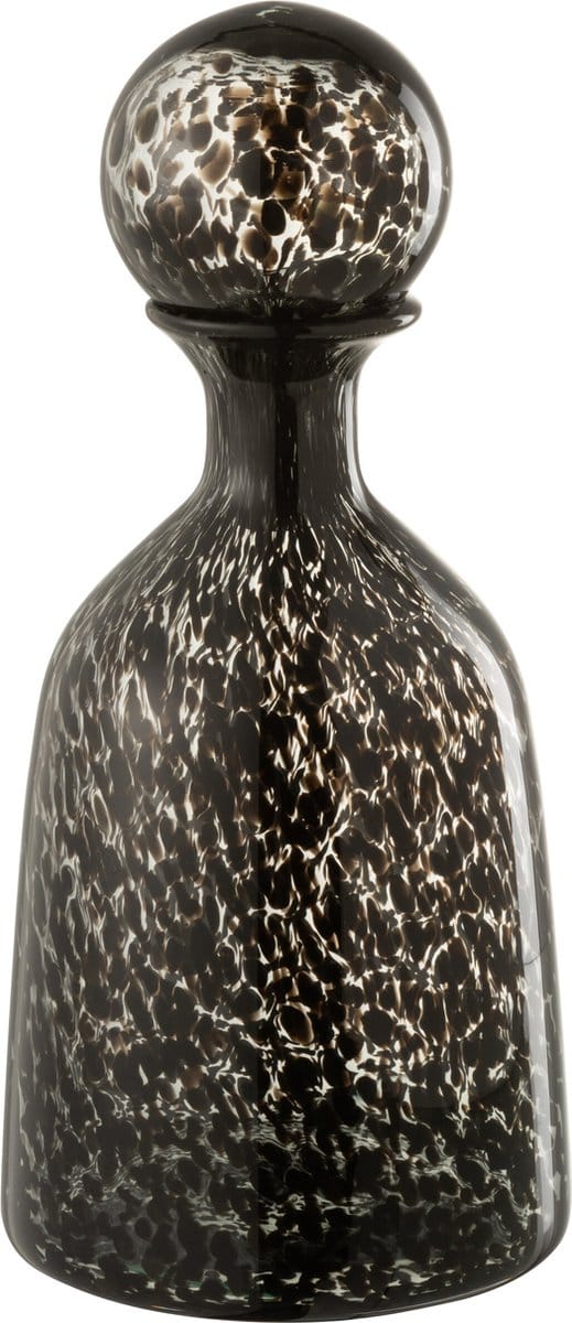 J-Line decoratie Fles + Stop Stip Laag - glas - zwart - small