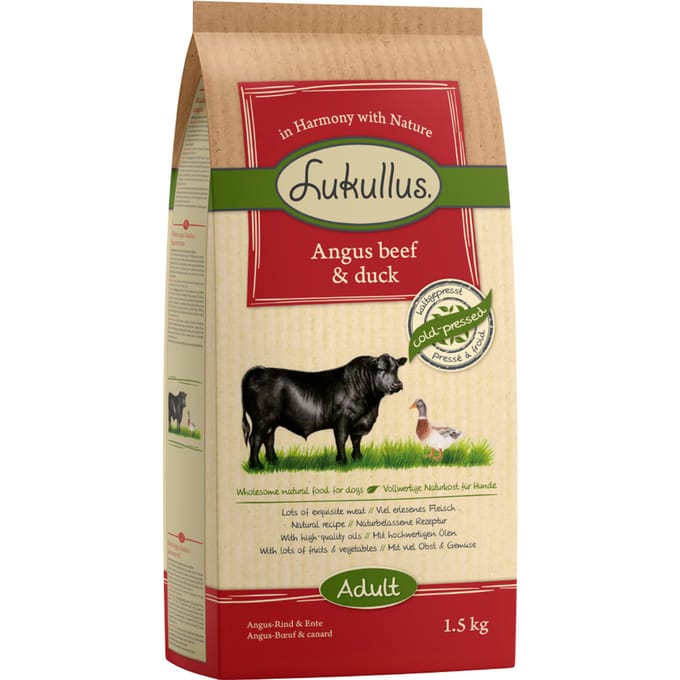 1.5kg Rund & Eend Lukullus Koudgeperst Droog Hondenvoer