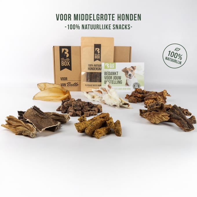Hondensnacks Box 10–25 kg – Mix voor Middelgrote Honden | Bellobox