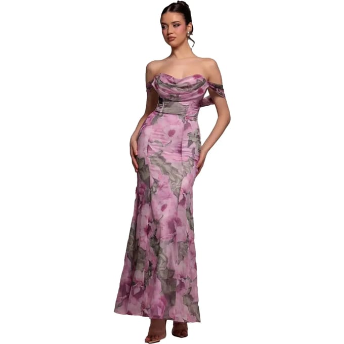 Jurk van jacquard mousseline dames Goddiva Maxi