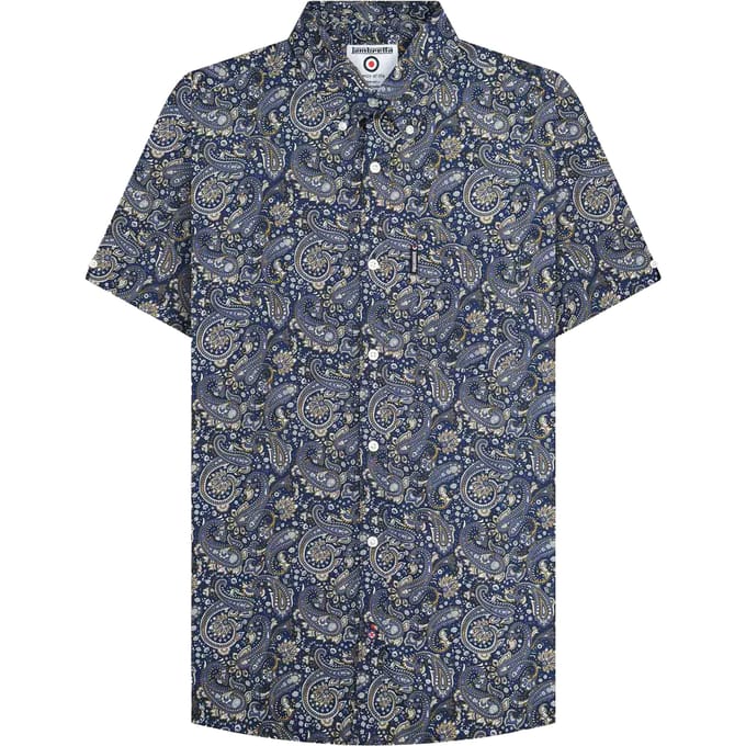 Lambretta Heren SS25 Paisley overhemd (Marine)