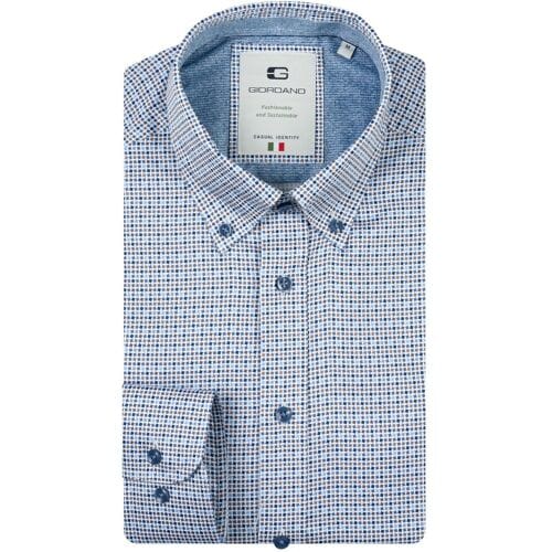 Giordano Overhemd Loretto Allover Mini Squares Satin Stretch Navy / male