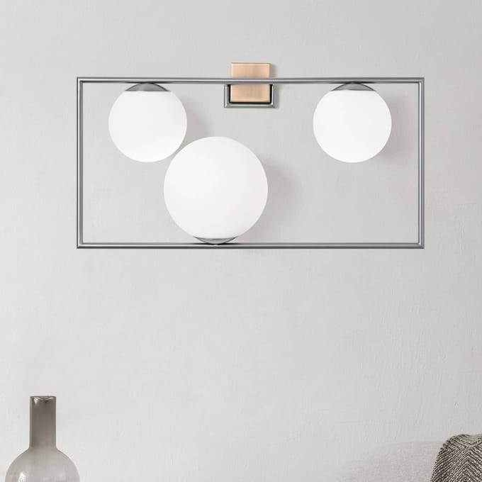 miloox by Sforzin Buble wandlamp, staalkleurig, 3-lamps, glas