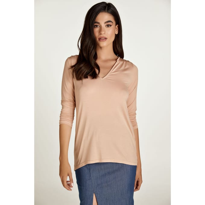 Stofroze Jersey V Hals Top