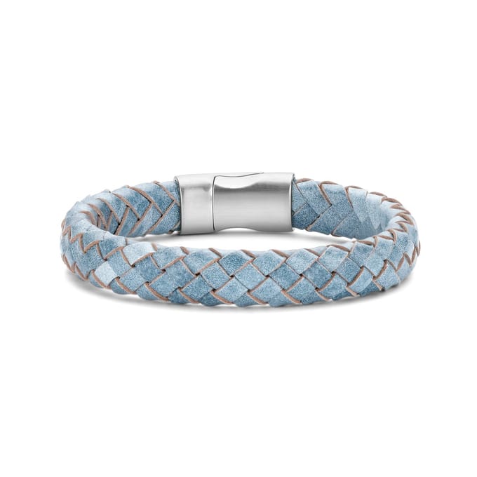 Frank 1967 bracelet denim blue braided leather 20cm ips