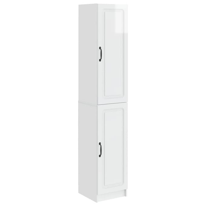 vidaXL - Kast - Set - 2 - st - Hoogglans - Wit - Bewerkt - hout