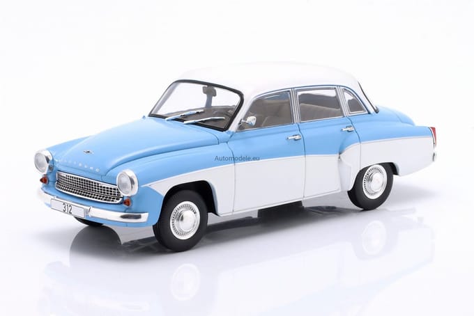 Wartburg 312 1965 Licht Blauw Modelauto 1/24 Whitebox