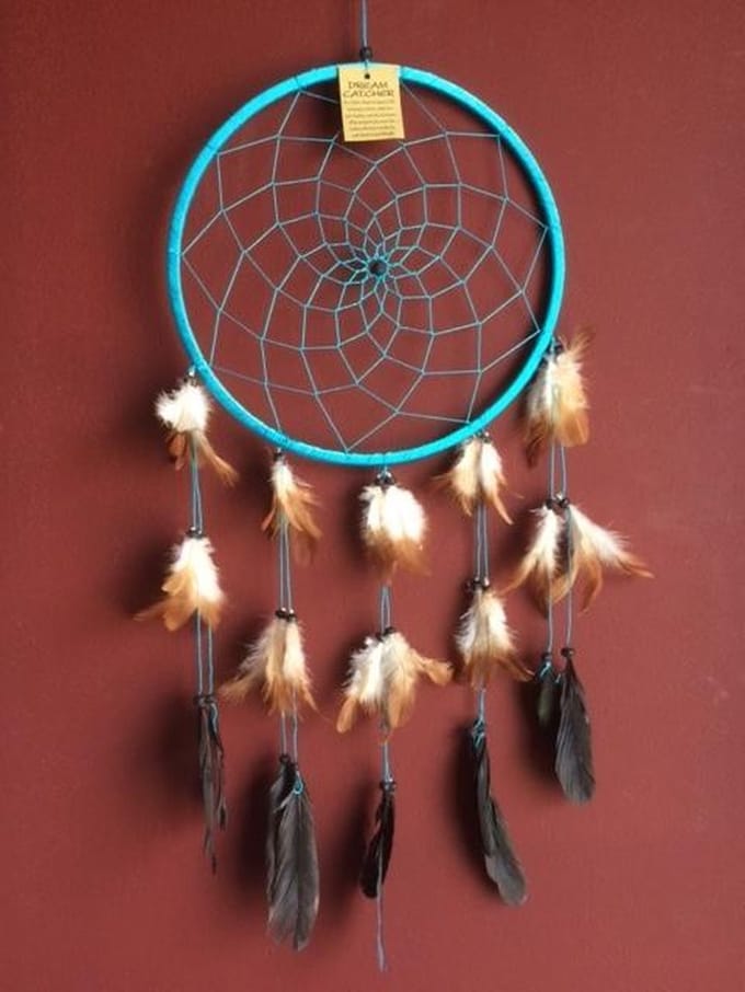 Dromenvanger / Dreamcatcher Ø26cm zonder kleintjes  - lichtblauw