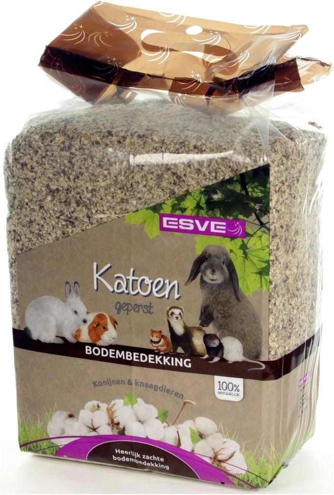 Katoen Bodembedekking - Zachte Vulling - Kooi Inrichting - Stofarm en Absorberend - 40 Liter