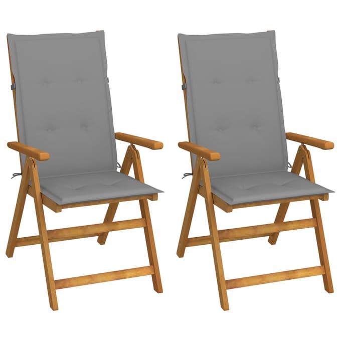 vidaXL - Inklapbare - stoelen - 2 - st - verstelbaar - met - kussens
