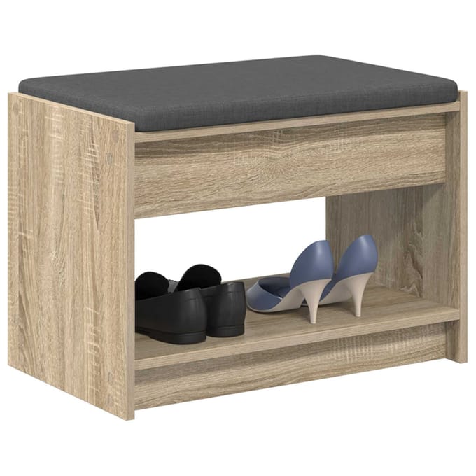 vidaXL - Hallenbank - Sonoma - Eik - 63 - x - 38 - x - 45 - cm - Geengineerd - Hout - en - Stof