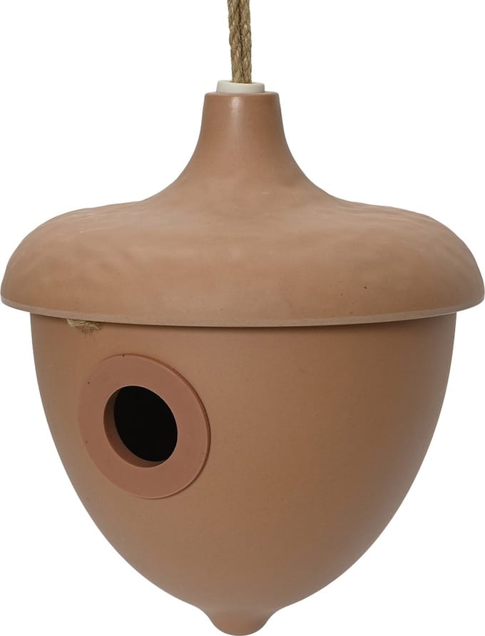 Decoris Vogelhuisje - bamboe hout - terra bruin - D17 x H19 cm - nestkastje