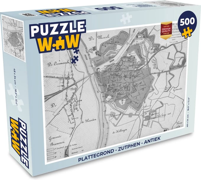 Puzzel Plattegrond - Zutphen - Antiek - Legpuzzel - Puzzel 500 stukjes - Stadskaart