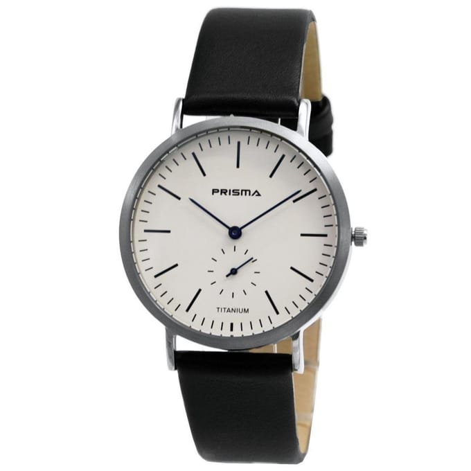 Prisma Herenhorloge P.1227 Lederen band Zilver