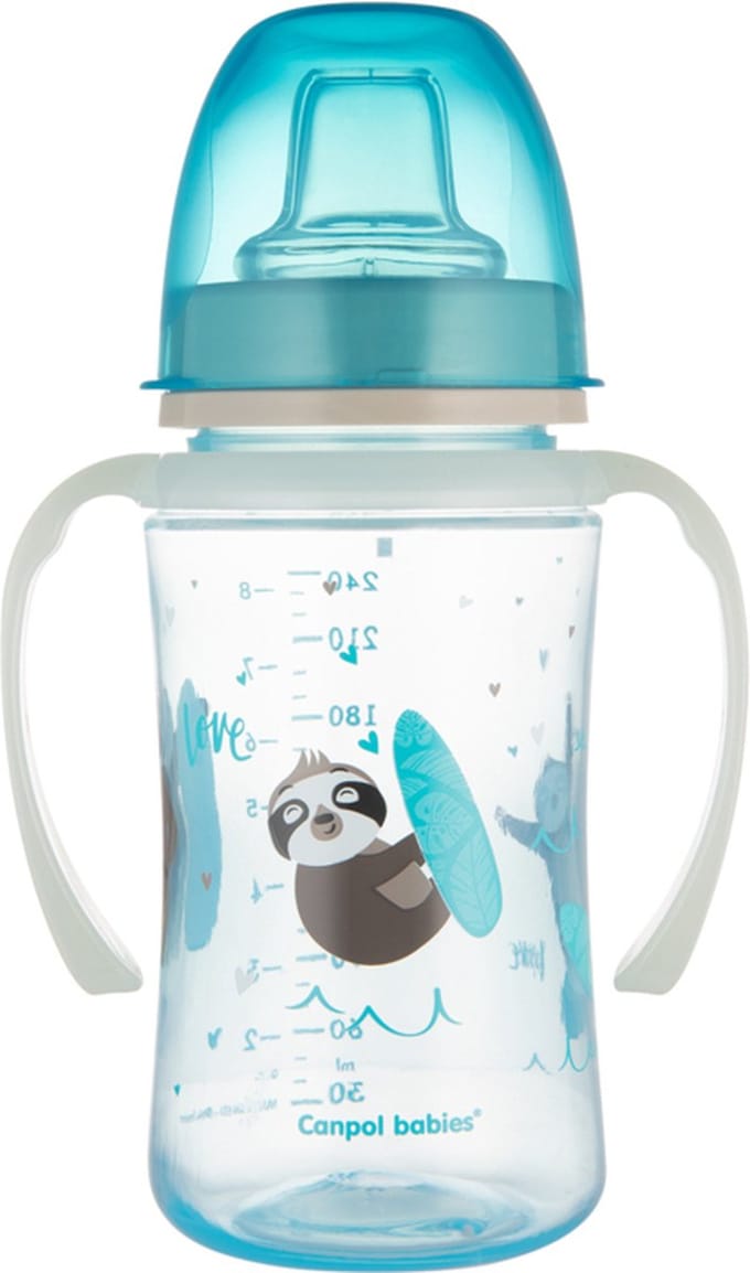Canpol Babies | EasyStart | Siliconen Trainingsbeker | 240ml | PP | EXOTISCHE DIEREN | blauw 6+ m