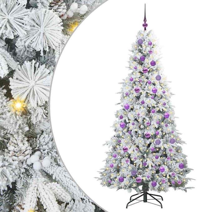 vidaXL - Kunstmatige - Hinged - Kerstboom - met - 300 - LED - Wit - 180 - cm - PE - en - PVC