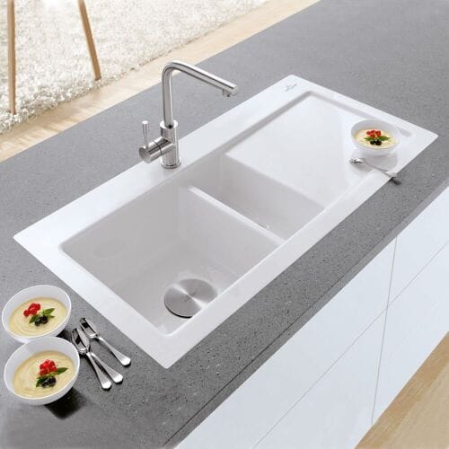 Villeroy & Boch Subway 60 flat sink basin left, drain set with manual override 67701FR1