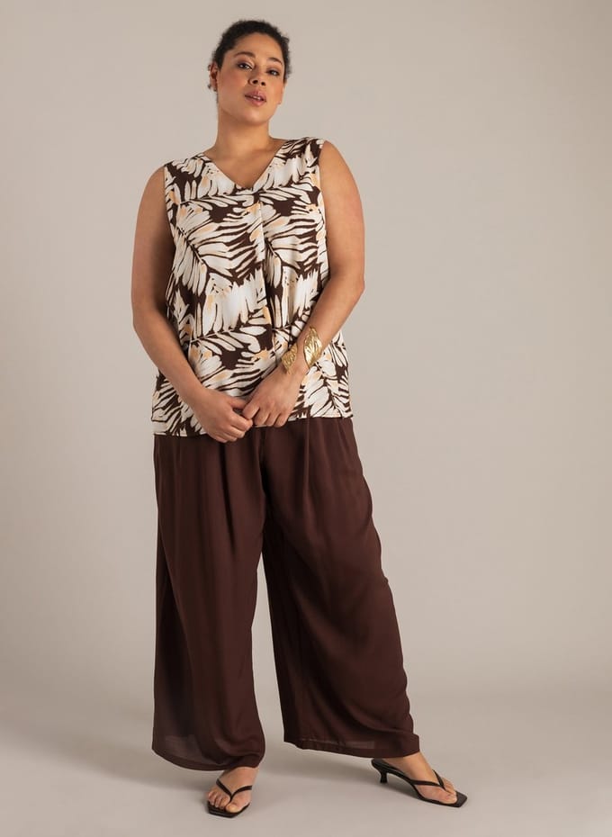 YEST CURVE Nicoline Tops - Coffee Brown/Multi-C - maat 0(46)