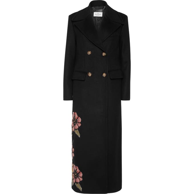 Double-Breasted Embroidered Long Coat Fairy