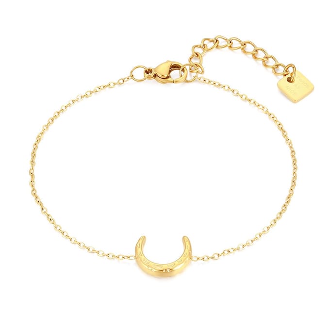 Twice As Nice Armband in goudkleurig edelstaal, maan 16cm+3cm