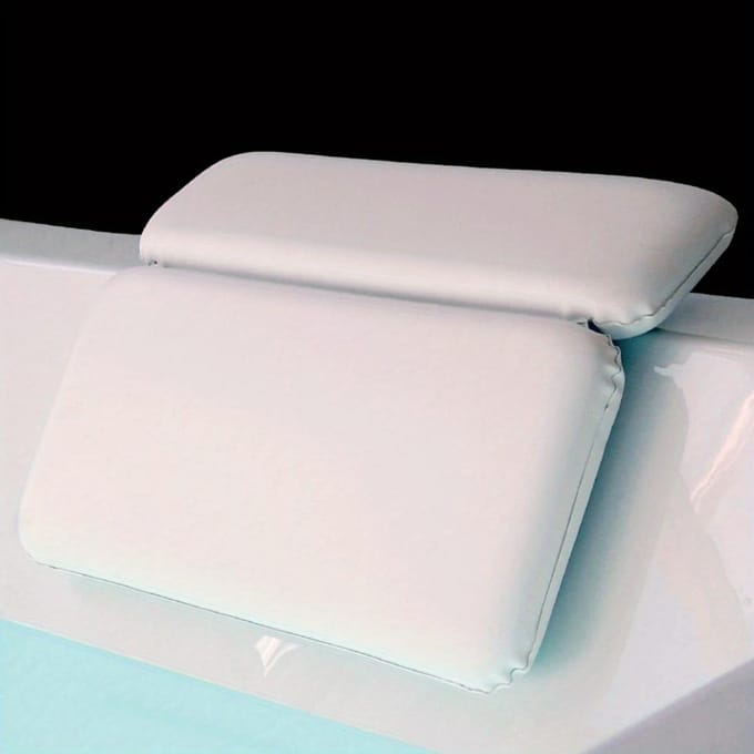 Coussin de baignoire confortable, doux, antidérapant, imperméable, en PU, coussin de bain relaxant, coussin d'appui-tête de salle de bain à ventouse pour spa blanc