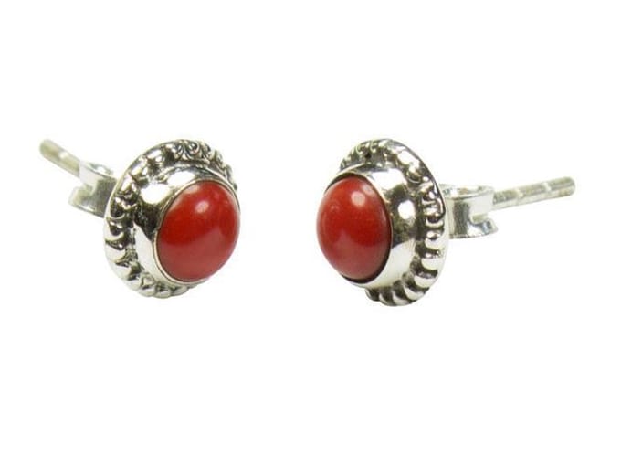 Zilveren knop oorbellen Jaspis 925 zilver