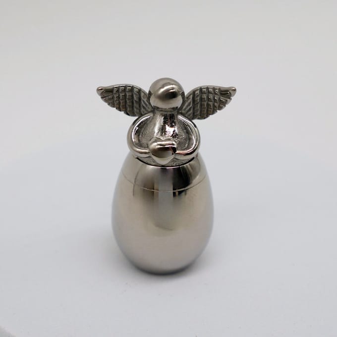 Mini Urn - Kleine Urn voor As - Zilver - Engel - Groot