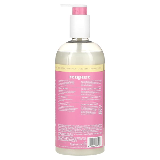 Renpure, Beurre de Karité & Vanille, Gel Douche Hydratant Intense, 24 fl oz (710 ml) beige