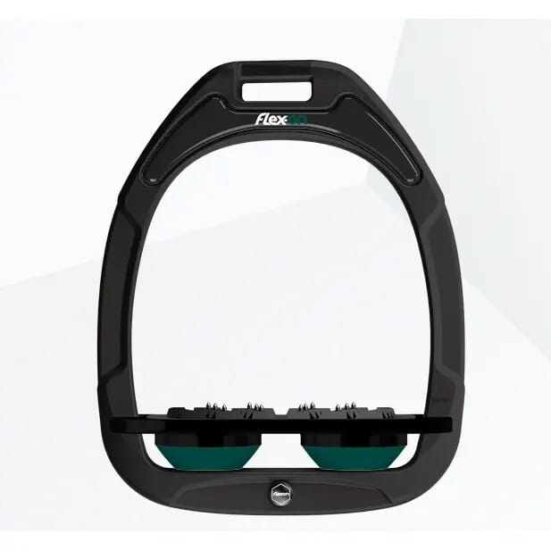 Platte Ultra Grip Stijgbeugels Zwart/Zwart/Groen Flex-On Green Composite