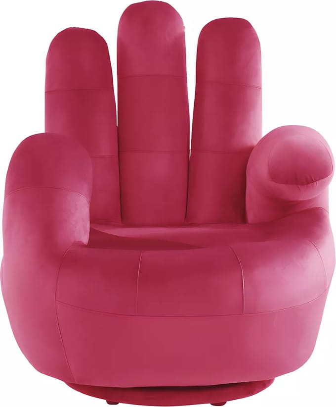 Vente-unique Draaibare fauteuil hand CATCHY van fluweel - Fuchsia