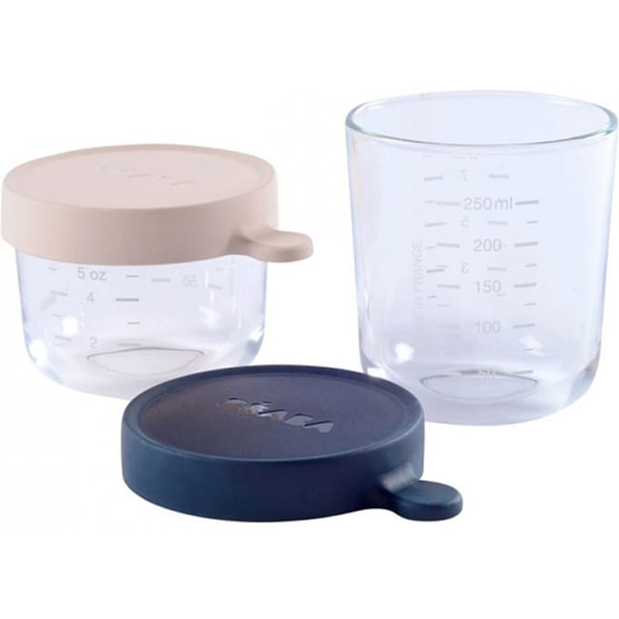 Béaba Box 2 Servings Glass 150ml Pink, 250ml Dark Blue