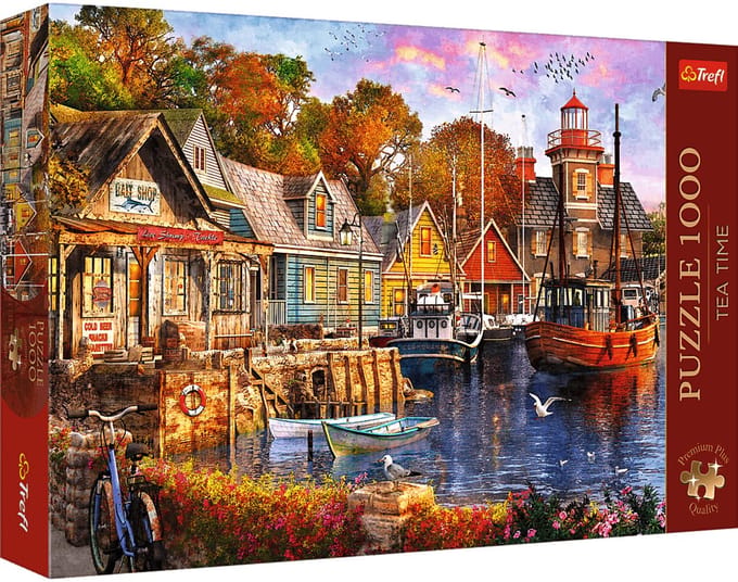 Trefl legpuzzel 1000 stukjes Premium Plus Tea Time Seaside Harbour.
