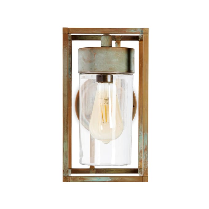 Moretti Luce Buitenwandlamp Cubic 3372 antiek messing/helder