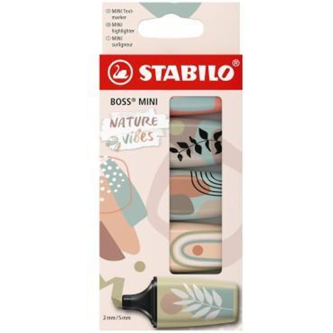 STABILO BOSS MINI - Markeerstift - NATUREvibes - Etui Met 5 Kleuren