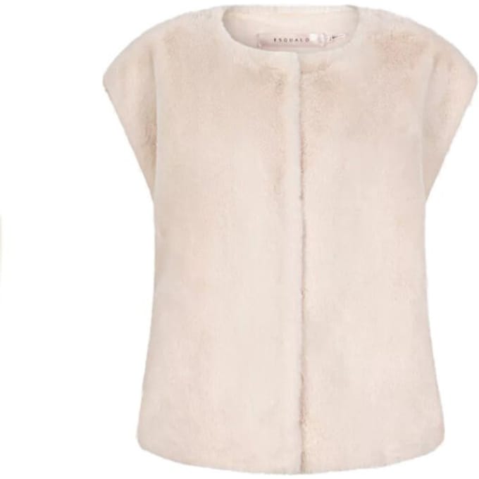 EsQualo Bodywarmer Fake Fur Natural Maat: 44 | Gilets Outlet | Dames | Ecru
