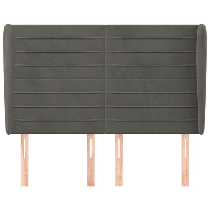 vidaXL - Hoofdbord - met - randen - 147x23x118/128 - cm - fluweel - donkergrijs